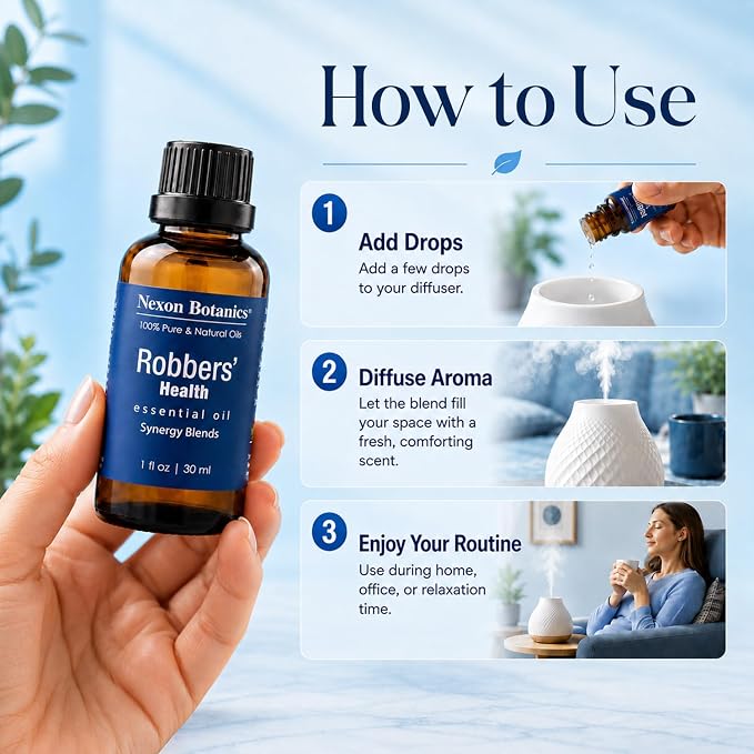 Robbers' Health Essential Oil Blend 30 ml - Immunity Boosting Thieves Oil - Natural Fighter Shield Against Impurities - Nexon Botanics