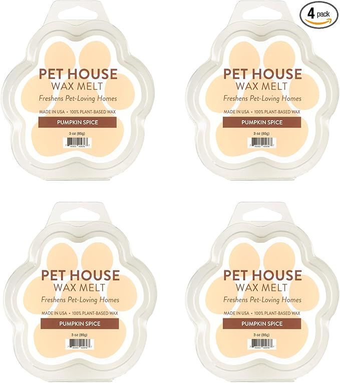 One Fur All Pet House Scented Wax Melts for Warmer - Long-Lasting Pet Friendly Plant Based Soy Wax Melts - Pumpkin Spice Pack of 4