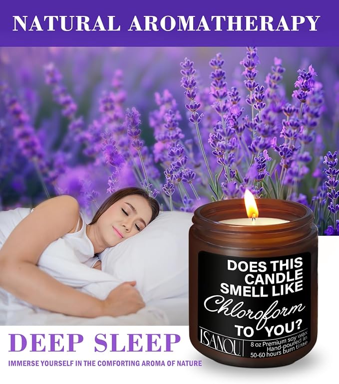 Does This Candle Smell Like Chloroform to You Scented Candles,Gifts for Women Coworker Friends,Lavender Scented Candles in Brown Jar，50 Hour Burn,8 oz