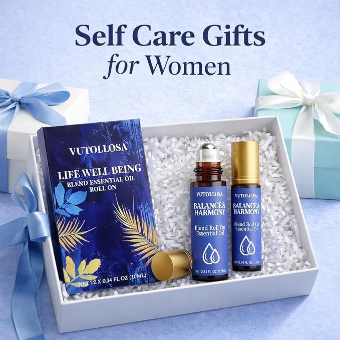 2-Pack Balance & Harmony Essential Oil Roll On | Pure Natural Essential Oil Blend | Self Care, Relaxation & Travel Gifts for Women, Teachers & Colleagues | VUTOLLOSA