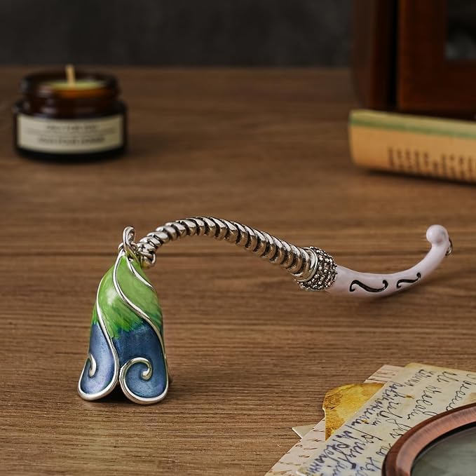 Candle Snuffer Extinguisher with Diamond Decoration Long Handle, Alloy Wick Flame Candle Put Out Tool Safely, Gift for Candle Lovers (Blue White)