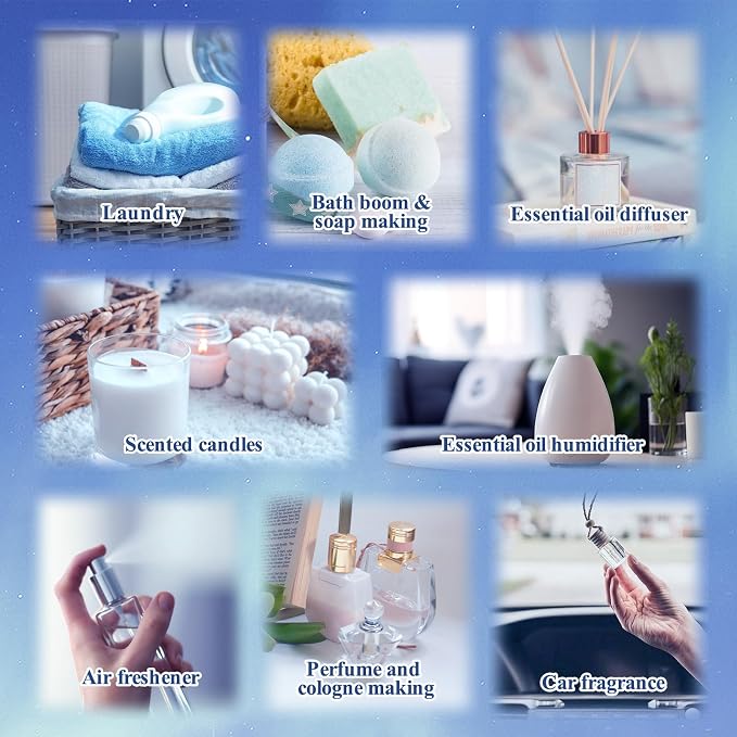 Relax Eessential Oils Set, Diffuser Oil for Home, Humidifiers, Candle Making, Aromatherapy - Stress Relief, Calm Down, Tranquil, Meditate, Unwind, Purify, 6x10ml