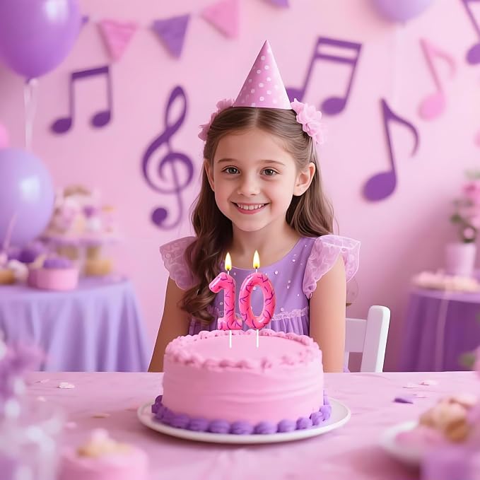 Number 10 Birthday Candle for Cake – Pink Gradient Number Candle with Mystic Rune Pattern, Decorative Cake Topper for Anniversary & Celebration