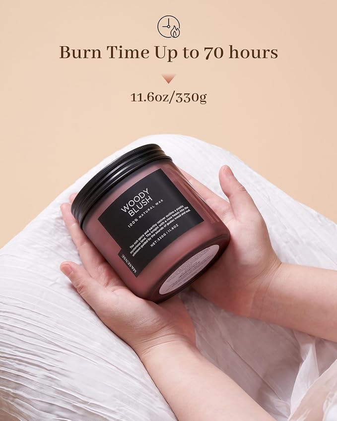 M&SENSE Rose Oud Scented Candles for Home, 11.6oz Organic Natural Soy Wax, 70-Hour Long Lasting Slow Burning, Non Toxic Clean Burn, Floral Scent for Stress Relief, Aromatherapy Gifts for Family