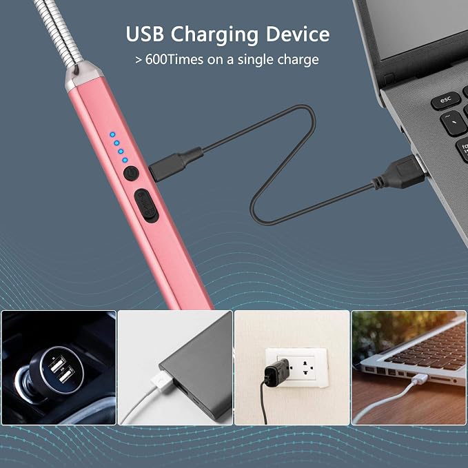 MEIRUBY Electric Candle Lighter, Valentine's Day Gifts for Women Mom Men Wife, USB Arc Rechargeable Windproof Long Lighter for Candle BBQ Birthday Housewarming Gift Idals