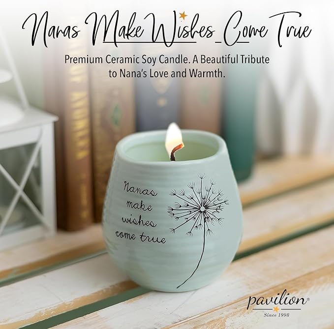Pavilion Gift Company - Dandelion Wishes 77148 Ceramic Candles Nanas Make Wishes Come True Ceramic Soy Candle