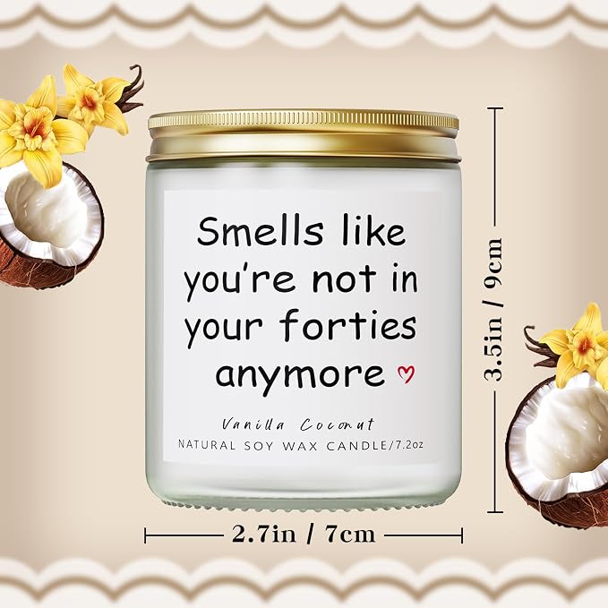 Lihome 50th Birthday Gifts for Her Him– Funny Birthday Candle & Decorations, Best Friend Gift Idea – Natural Soy Wax Vanilla Coconut Scented Candle (7oz)