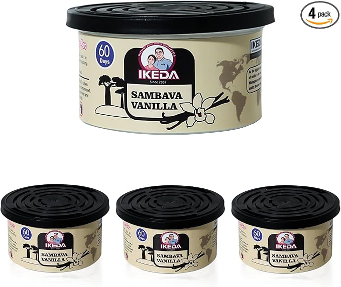 Car Air Freshener: Sambave Vanilla Scent | Car Scents | Odor Eliminator Essential | Long-Lasting | Strong Fragrance | For Home Closet | 1.5 Oz | pack of 4
