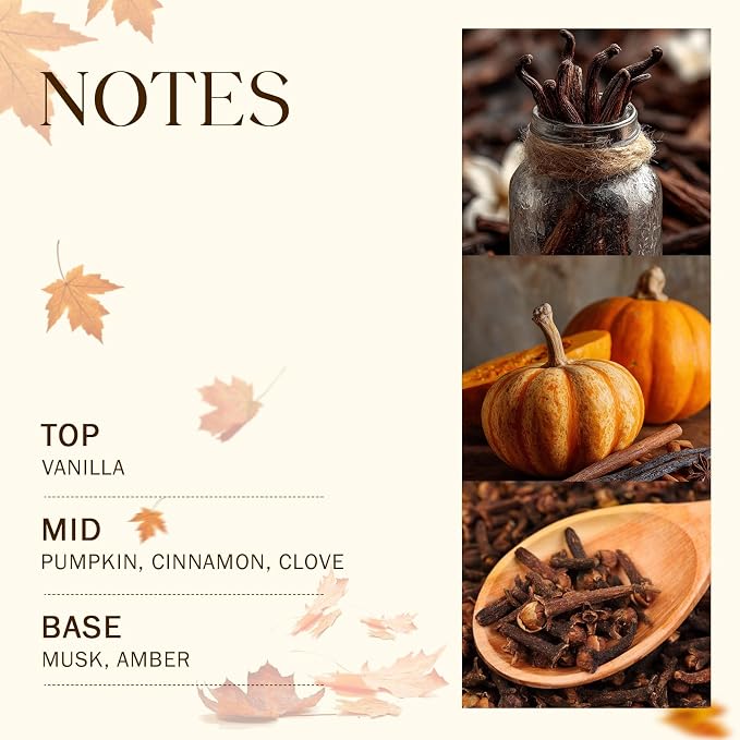 Large Fall Candle Vanilla Pumpkin Scented, 3-Wick 22oz Long Lasting | Soy Wax, Aromatherapy Candle for Home, Fall Gifts for Women Men