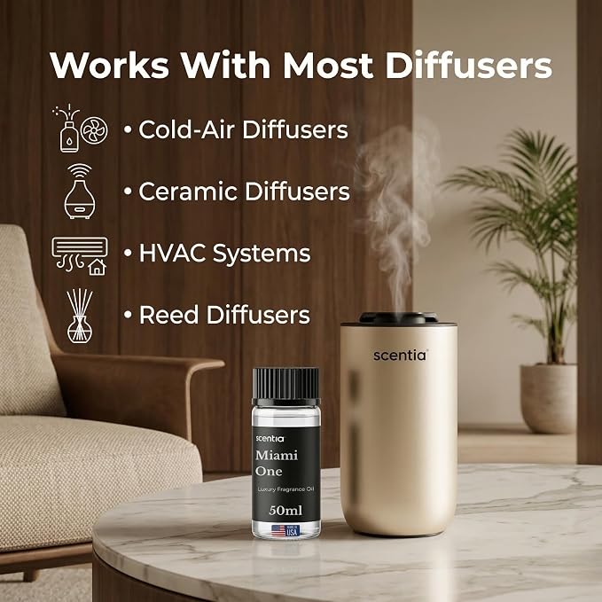 Scentia Miami One (My Way) Hotel Scent Diffuser Oil – Luxury Fragrance Inspired by 1 Hotel Miami Beach – 50 mL – Lemon, Sandalwood & Cedar Essential Oil Blend for Home, Office & Aromatherapy Diffusers