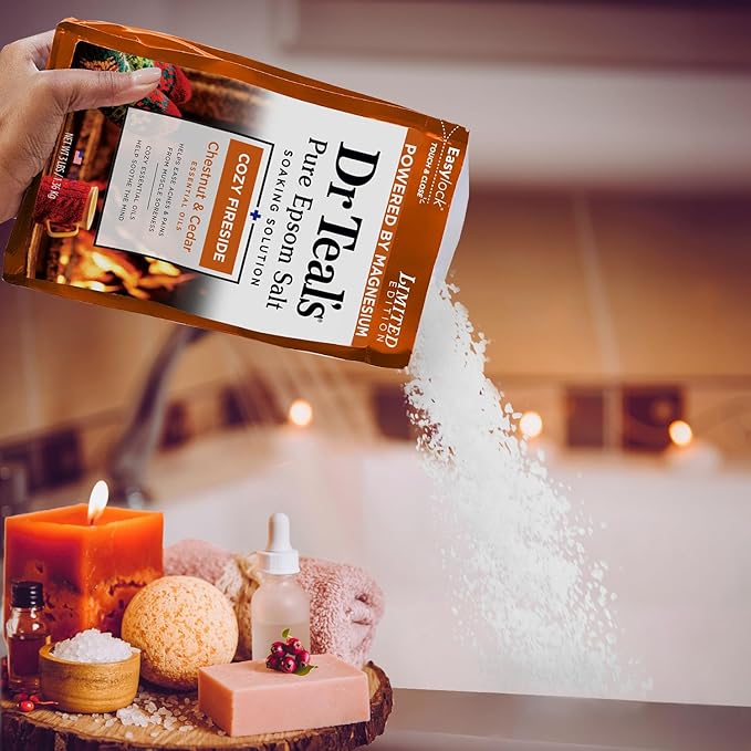 Dr Teal's Epsom Salt Magnesium Soak, Cozy Fireside, 3 lbs (Pack of 2)