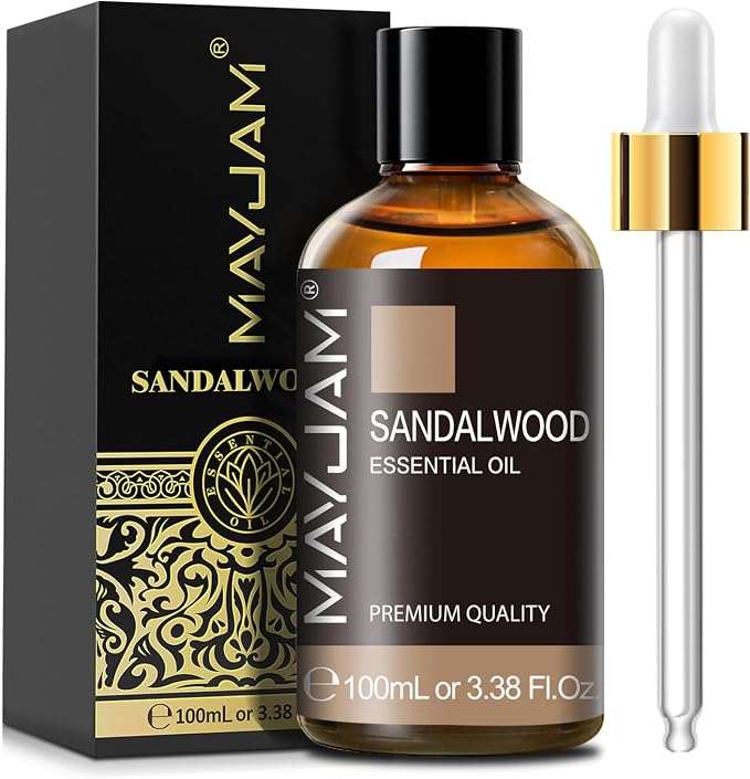 Sandalwood Essential Oil, 3.38FL.OZ Pure Essential Oils by MAYJAM, Large Volume Sandalwood Oil, Perfect for Aromatherapy Diffuser, Great for DIY Candle and Soap Making