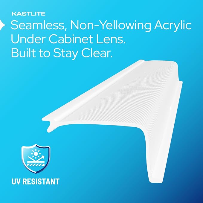KASTLITE Linear Under Cabinet Light Cover Replacement | White Ribbed Acrylic Undercabinet Lens Diffuser | 42"L x 1-7/8"W x 1"H | Filters Under Counter Lights for Kitchen, Bathroom & Vanity | Shape C