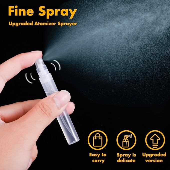 Chiallco Mini Perfume Sample Bottles, 4 ml Plastic Small Spray Bottle 10 Pack, Fine Mist, Portable Perfume Travel Refillable Bottle, Upgraded atomizer sprayer, Clear