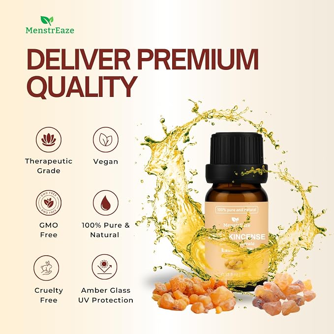 Skin Safe Frankincense Essential Oil for Face and More, 100% Natural & Pure Frankincense Oil for Skin, Candle Making, Body Massages, Therapeutic Grade Essential Oil, Woody & Soothing Scent, 10ml
