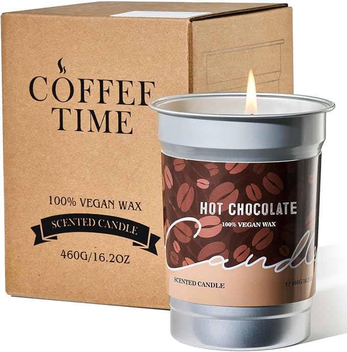 M&SENSE Hot Chocolate Scented Candles, Soy Wax 16.2oz | 100 Hours Long Lasting Clean Burn, Organic Cocoa, Non Toxic, Large Fall Seasonal, Holiday Aromatherapy Gifts for Women