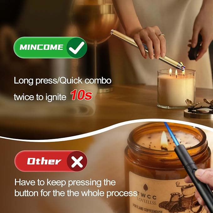 Candle Lighter Electric Rechargeable USB Plasma Arc Lighter with Safety Lock, Mothers Day Birthday Gifts for Women Windproof Flameless Long Matches Lighters for Candle,Grill,BBQ,Camping
