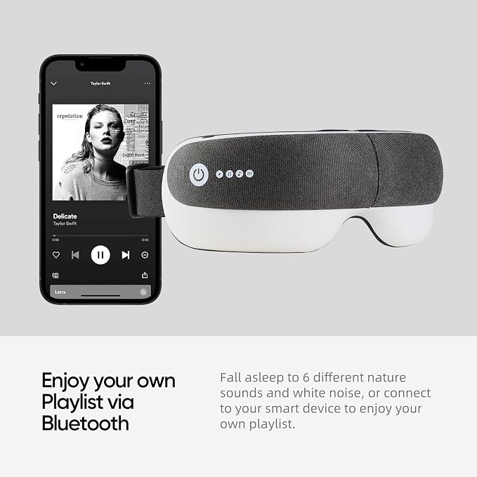 Freed Mind 3 Eye Massager & Bluetooth Heat Sleep mask,Father Gift Sets |with Suede Storage Bag | Migraine Relief,Relaxation,Bedtime Stress Relief | White Noise,3D airbag kneading| Smart Head Massager