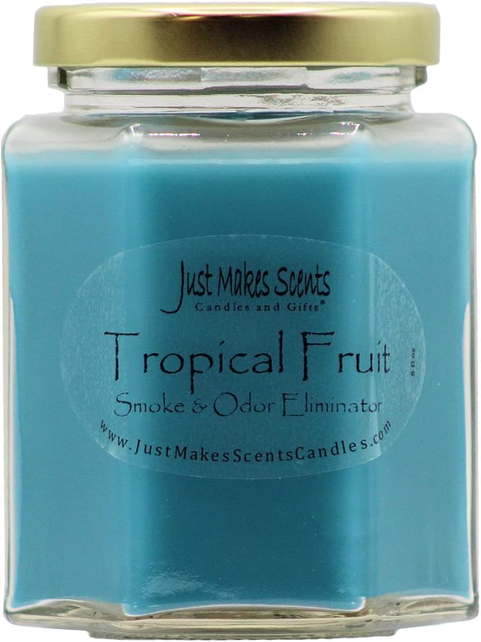 Tropical Fruit Scented Smoke and Odor Neutralizing Candle - Hand Poured in The USA by Just Makes Scents