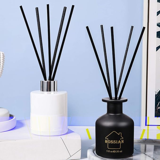 HOSSIAN Reed Diffuser Sticks,-70PCS Black Fibre Reed Diffuser Sticks-Thick Reeds Sticks - Fibre Reeds for Diffusers(Black 12 Inch x 3mm)