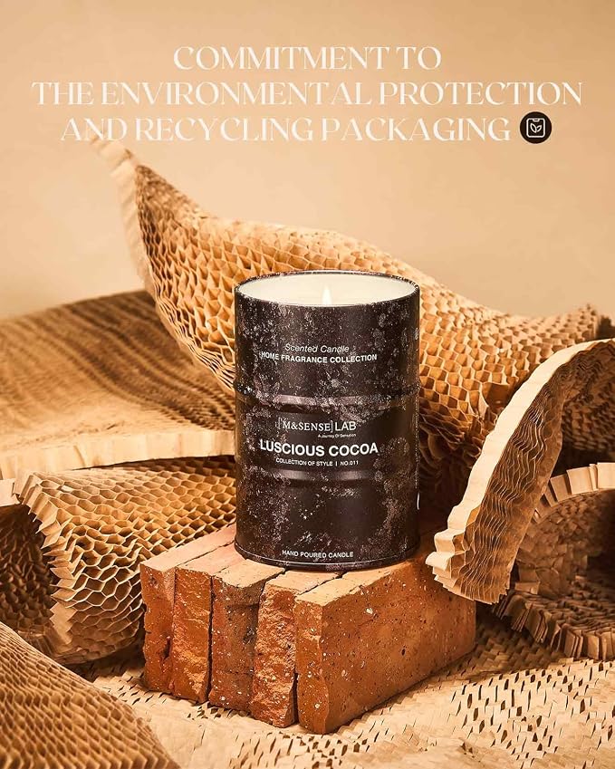 M&SENSE Luscious Cocoa Scented Candles,11.3OZ | Christmas Decor, Natural Non Toxic, Aromatherapy for Stress Relief Meditation, 11.3oz, 70 Hour Burn Time