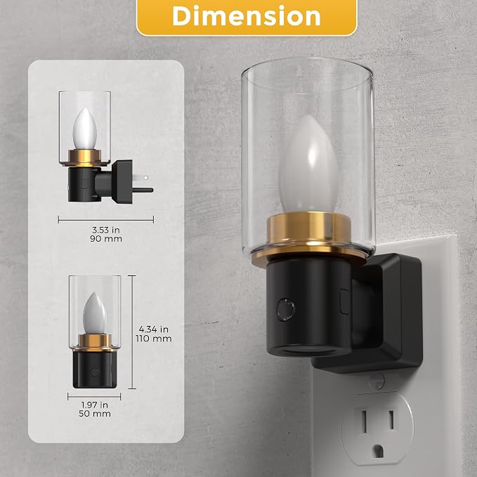 L LOHAS LED Candle Night Light, Flameless Candle Nightlight Plug in, 350°Rotating Dusk to Dawn Sensor Dimmable Night Light,Vintage Decorative Night Lights for Hallway Bathroom, 2 Pack