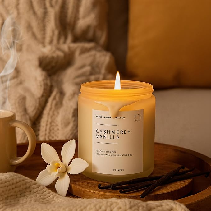 Cashmere Vanilla Scented Candle for Home Scented 50+ Hrs Highly Scented Creamy Vanilla Velvet Cashmere | 100% Natural Soy Candle Gifts for Women Vanilla Candles for Cozy Home