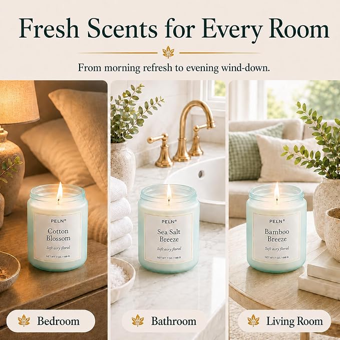 Scented Candles Gift Set, 6 Pack 7 oz Soy Candles for Home, Fresh Botanical Fragrances, Up to 300 Hours Total Burn Time, Candle Gifts for Women, Mom, Housewarming