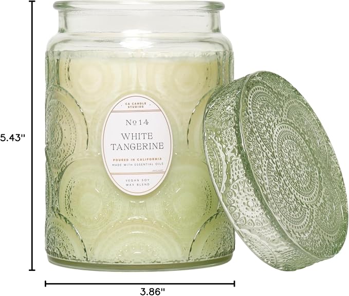 LEOBEN CO – White Tangerine Scented Candle – 18oz, Heirloom Collection – 80 hr Burn Time – Poured in California Using Vegan Soy Wax and Essential Oils – Made in Small Batches