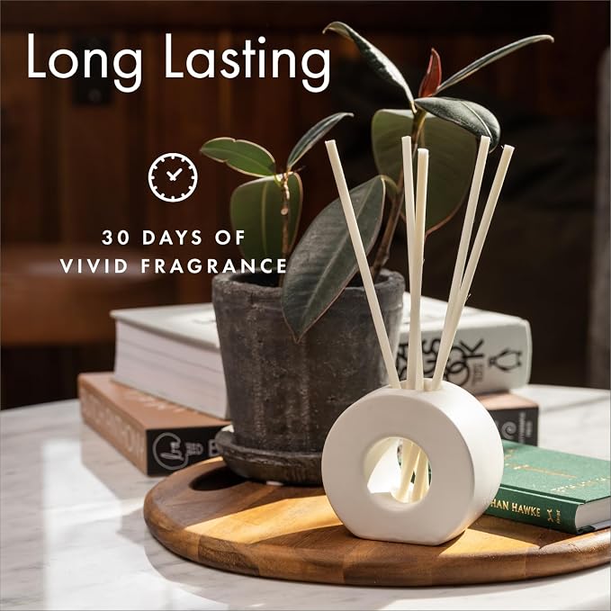 ScentAir Infused Liquidless Diffuser Reeds | Essential Oil Air Freshener Sticks for Home, Bathroom, and Office | Includes 25 Flameless Aromatherapy Reeds and 1 Modern Vase | Black Orchid