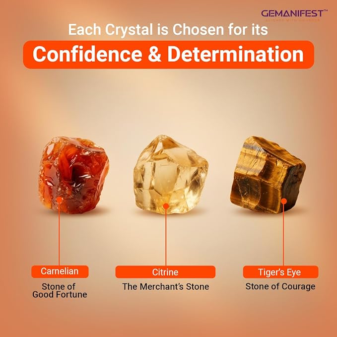 Success Manifestation Crystal Candle with Tigers Eye Bracelet for Career Business Exams Interviews Orange Scented Soy Wax for Motivation Gifts for Students Entrepreneurs and Goal Setters
