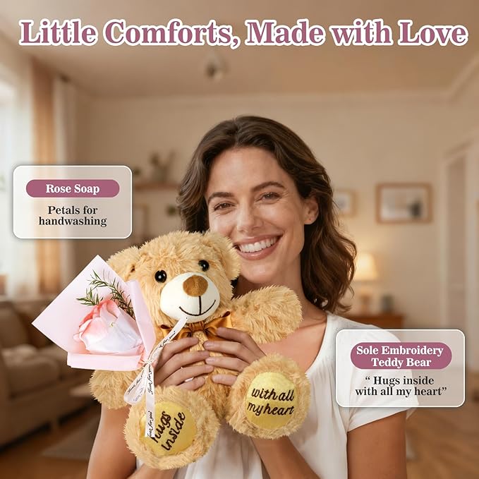Mother‘s Day Gift for Her, 8PC Thinking of You Gift Basket for Women, Girlfriend, Wife, Self Care Gifts for Women, Get Well Soon Gift Baskets for Women, Birthday Gift Care Package Gifts Set for Her
