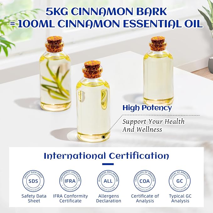 HIQILI Cinnamon Essential Oil for Spary, Diffuser, Garden and Kitchen - Indoor and Outdoor, 3.38 Fl Oz