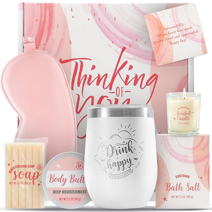 Gifts for Women Bath & Body Rose Spa Gift Sets for Birthday, 8 Pcs Gift for Women, Self Care Kit for Tumbler, Eye Mask, Mothers Day Gifts