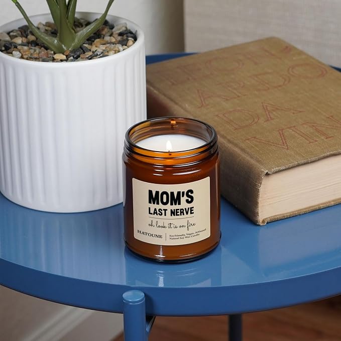 Lavender & Sage Scented Soy Candle, Mom's Last Nerve - Oh Look It is On Fire, Made in USA, Hand Crafted, 40-50 Hour Burn Time, 7.2 oz Amber Jar