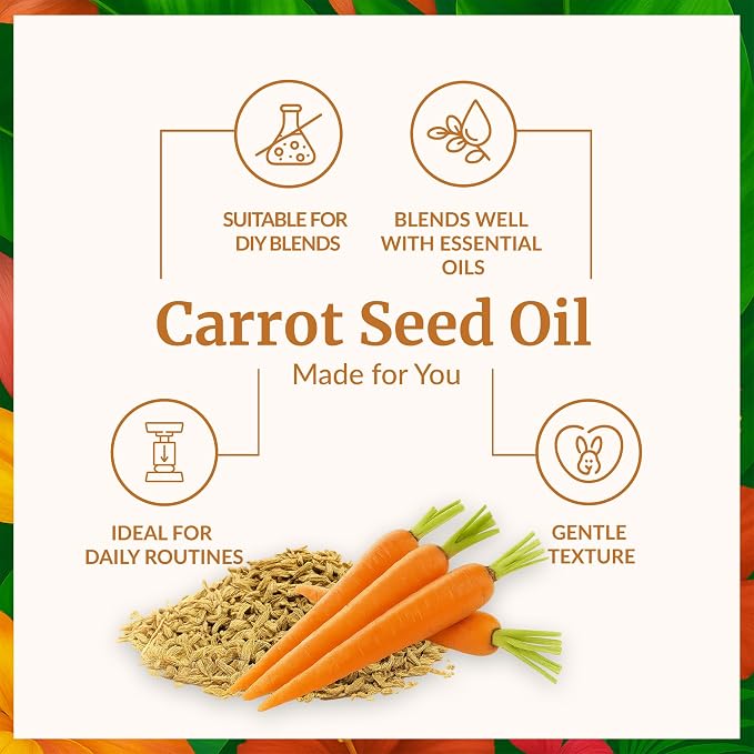 SVA Carrot Seed Oil - 1 Fl Oz - for Face, Skin Care, Hair Care, Scalp Massage & Body Massage – Carrier Oil with Dropper