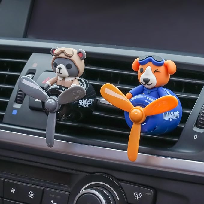 Pilot Car Air Freshener, Cute Dog Car Vent Clip Air Freshener with 4 Fragrant Tablets Automotive Air Outlet Fan Diffuser, Automotive Interiors Vent Decoration (Pilot Dog)