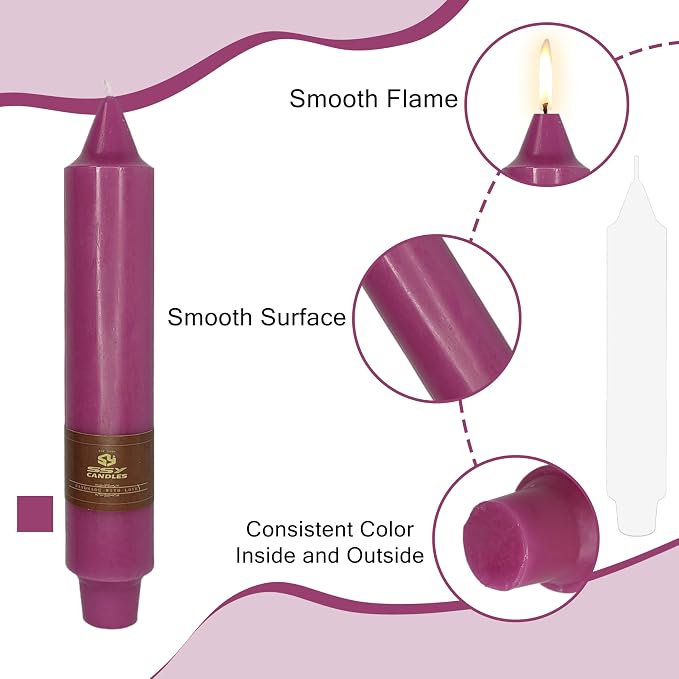 4 PCS Purple Candlesticks 7 inch Small Taper Candles Stick Candles Unscented Tapered Candlestick for Wedding Party Home Décor Candles Advent