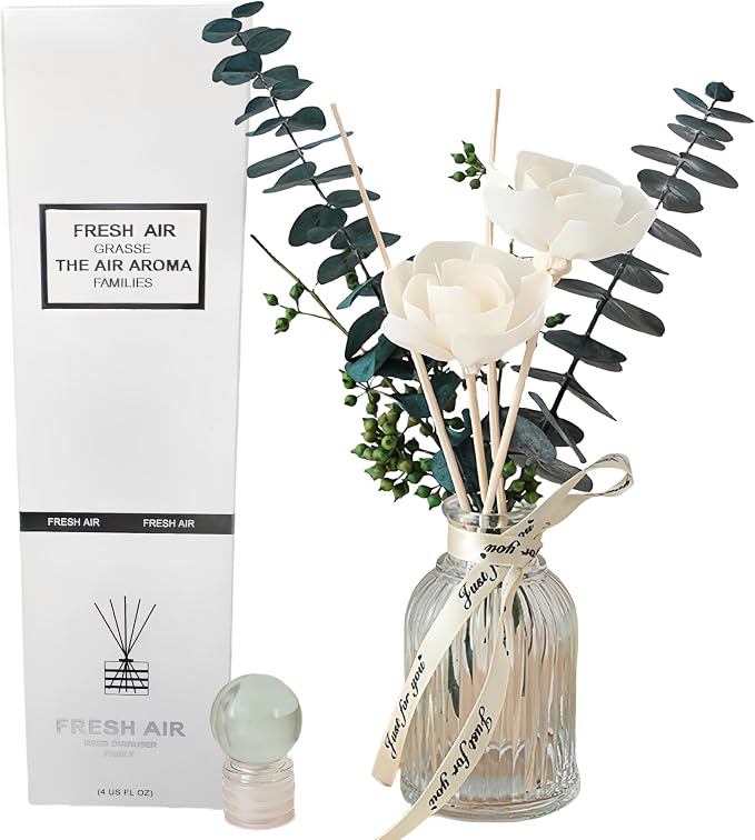 Reed Diffuser of Home Fragrance,Bathroom Diffuser with Sticks, 3.38OZ Essential Oil White Gardeniaer Scented, for Home, Office Aroma