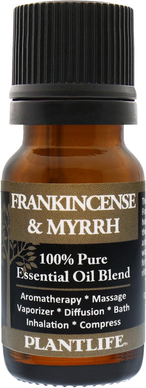 Plantlife Frankincense & Myrrh Aromatherapy Essential Oil Blend - Straight from The Plant 100% Pure Therapeutic Grade - No Additives or Fillers - Made in California 10 ml