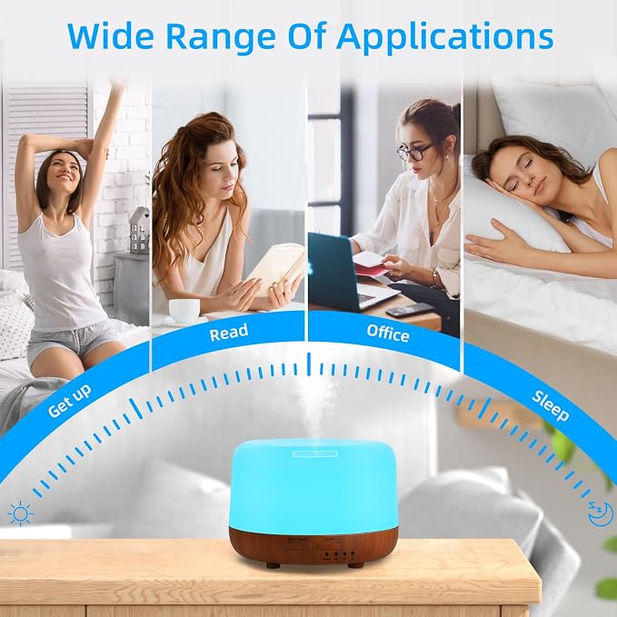 SPLITSKY 300ML Essential Oil Diffuser Aromatherapy Diffuser, Quiet 8 Hours Operation, 7-Color LED Light, 4 Timer, Remote Control, Auto-Off, Easy to Clean, for Bedroom, Living Room, Office, Home Gifts