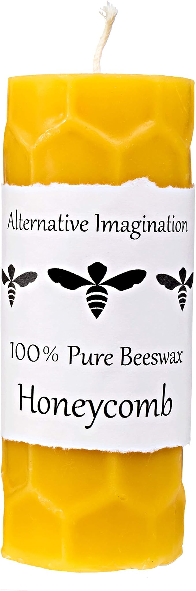 Honeycomb Beeswax Pillar Candle - 2x6 Tall - 100% Pure Beeswax Candles, 60 Hours - Natural Yellow - Dripless, Smokeless, Unscented - for Home Decor, Gifts - 1 Pack - Alternative Imagination