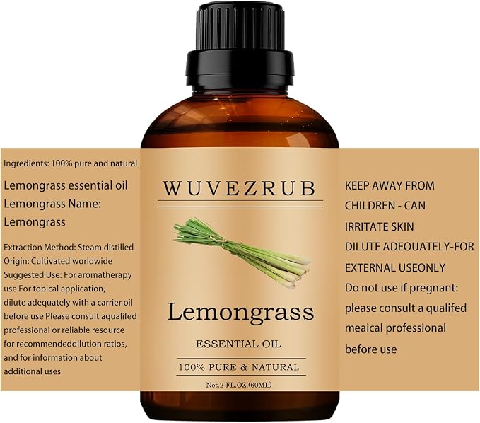 Lemongrass Essential Oils 60ML, 100% Pure and Natural Essential Oil for Aromatherapy Diffuser - 2 Fl Oz/Lemongrass