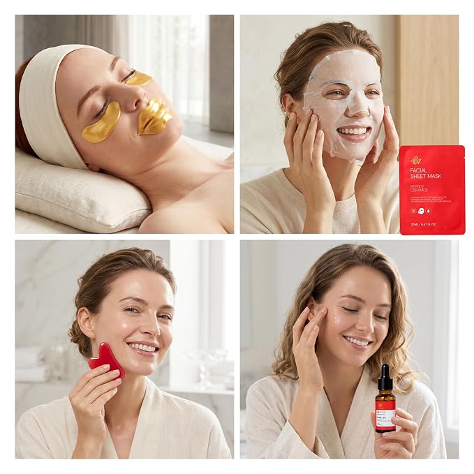 Gifts for Women, 32 Pcs Red Rose Bath and Body Basket Gifts for Women, Hydrating Face Skin Care Kit, Home Spa Self Care Gifts Basket Set, Birthday, Christmas, Mother's Day, Bridal Shower, Anniversary