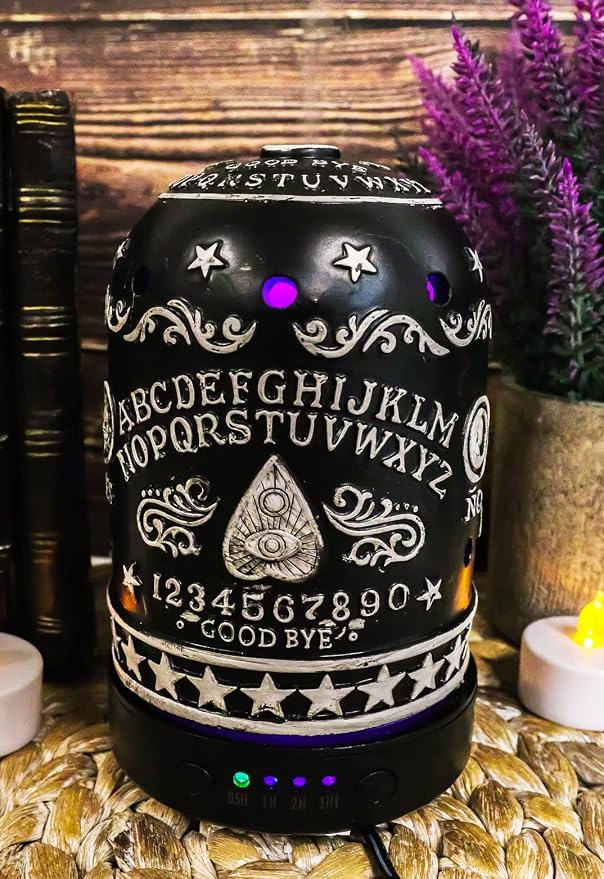 Ebros Gift Wicca Occult Ouija Spirit Board Planchette Eye of Providence Pentagram Aroma Essential Oil Diffuser with Colorful LED Lights and Electronic USB Power Cord Home Aromatherapy Accessory