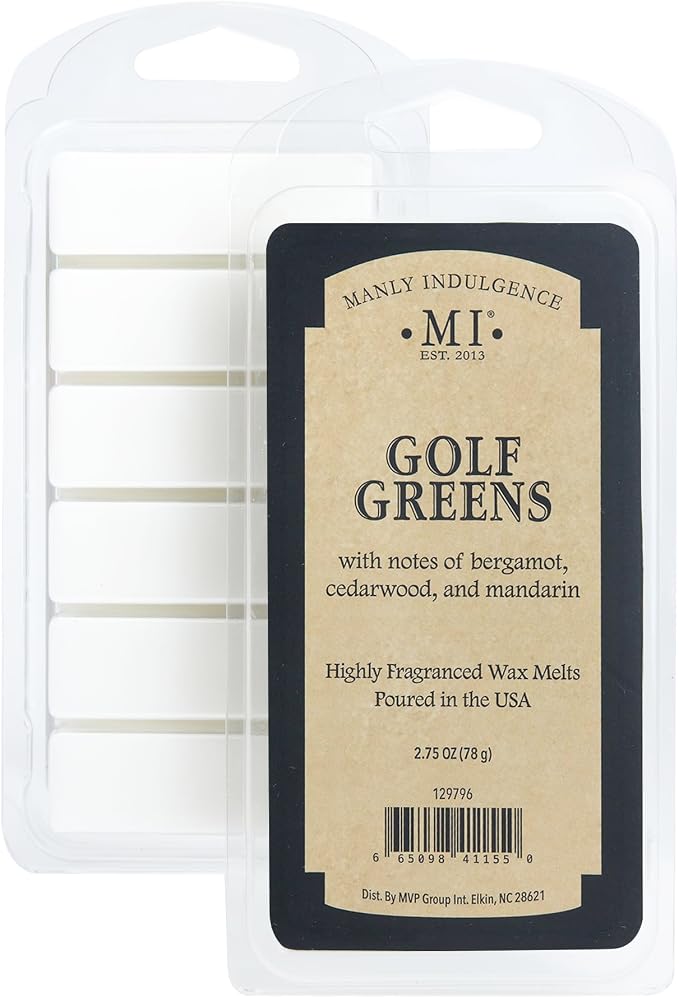 Manly Indulgence Golf Greens Scented Wax Melts, Wax Melt Warmer Cubes, Long Lasting Scented Wax Warmer Cubes, 4 Pack, 6 Cubes Each - Made in The USA