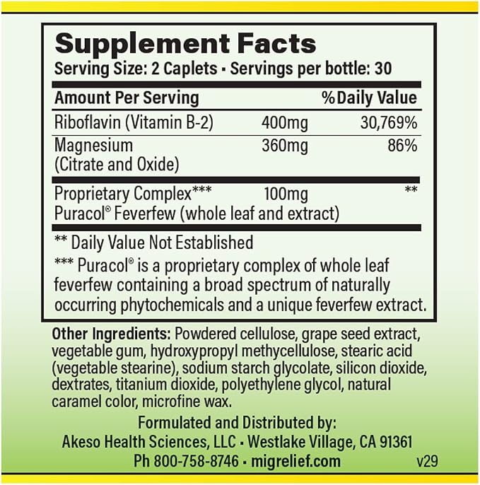 Nutritional Support & Comfort Kit for Migraine Sufferers - MigreLief Original Daily Triple Therapy Formula, Plus MigreLief Comfort Stick Essential Oils Roll-On (10ml) - 1 Month Supply.