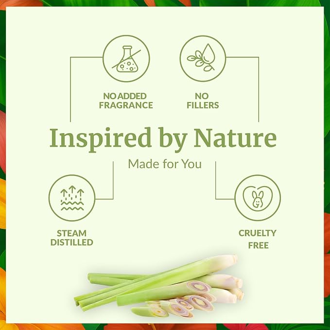 SVA Lemongrass Essential Oil Organic – 16 Fl Oz – 100% Natural Organic Lemongrass Oil for Hair, Face, Skin Care, Diffuser, Aromatherapy, Scalp, Body Massage, Soap and Candle Making