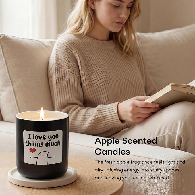 Jar Candles Gifts for Men Women, Apple Cinnamon Candles Aromatherapy Candle for Mom Girlfriends Lovers, Funny Candles for White Elephant Fathers Mothers Day Birthday Valentines