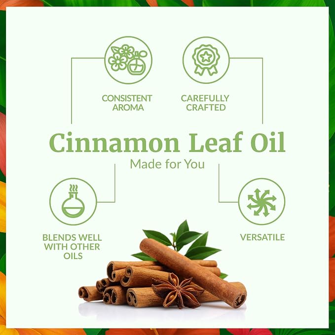 SVA Cinnamon Leaf Essential Oil 4 Fl Oz – for Diffuser, Skin & Hair Care – Ideal for Massage & DIY Blends – with Dropper